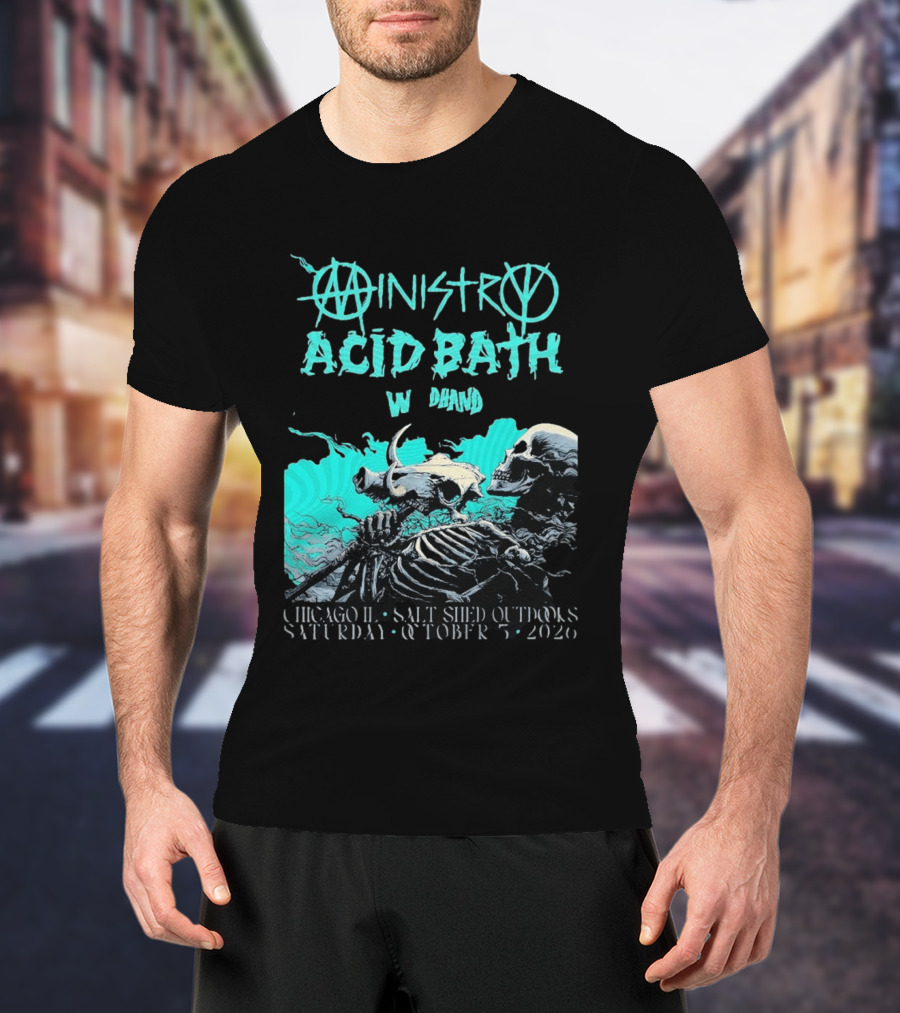 Ministry X Acid Bath Windhand Chicago IL Salt Shed Outdoors October 3 2026 Skeletons And Sea Monster T-Shirt