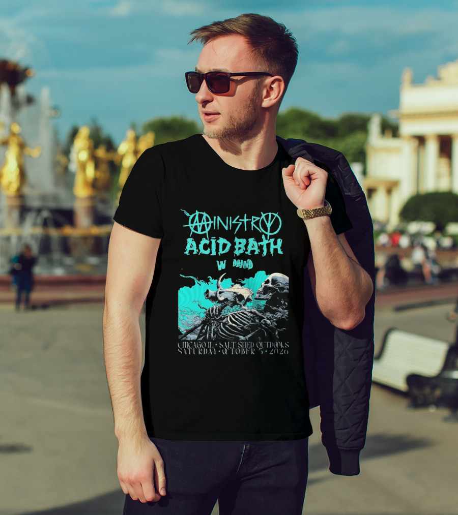 Ministry X Acid Bath Windhand Chicago IL Salt Shed Outdoors October 3 2026 Skeletons And Sea Monster T-Shirt