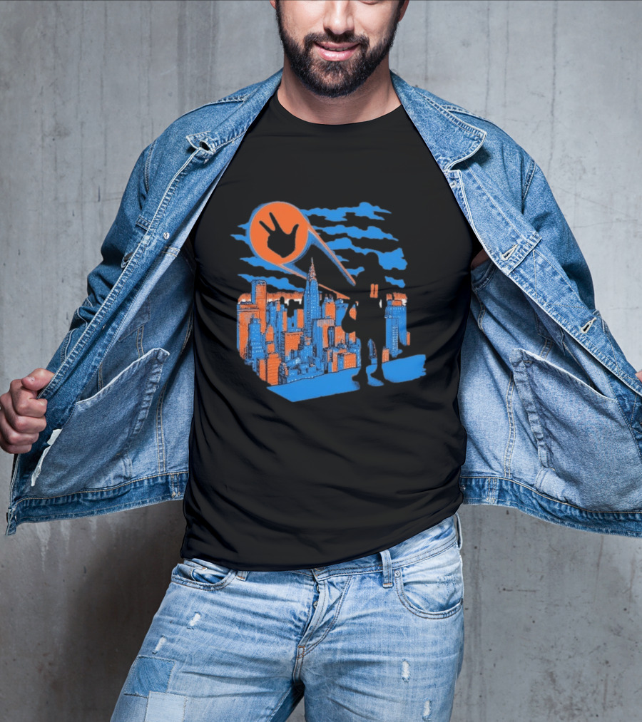 New York Knicks Jalen Brunson NYC Skyline Hero Hand T-Shirt