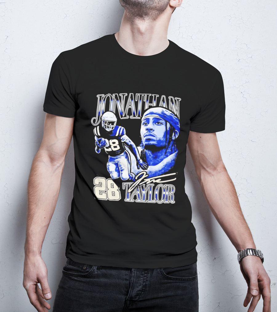 Jonathan Taylor 28 Indianapolis Colts Football NFL Bootleg T-Shirt