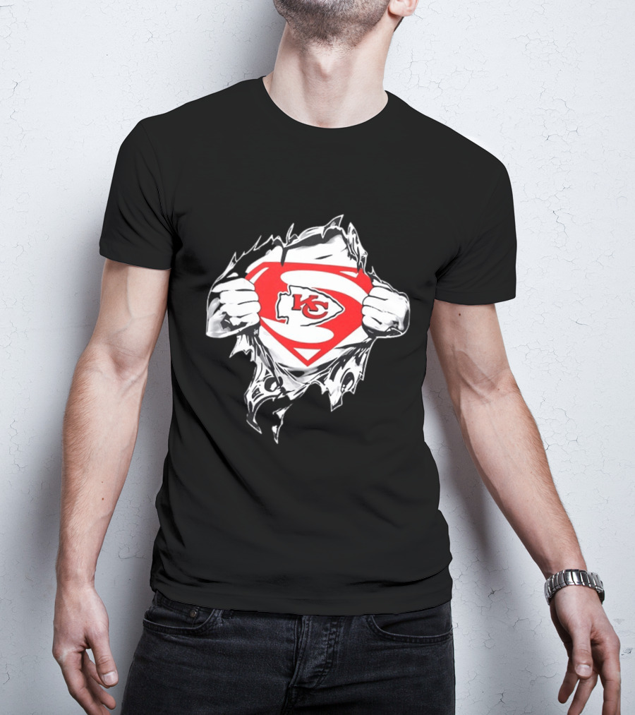Kansas City Chiefs Superman Rip KC Logo Fan Pride T-Shirt