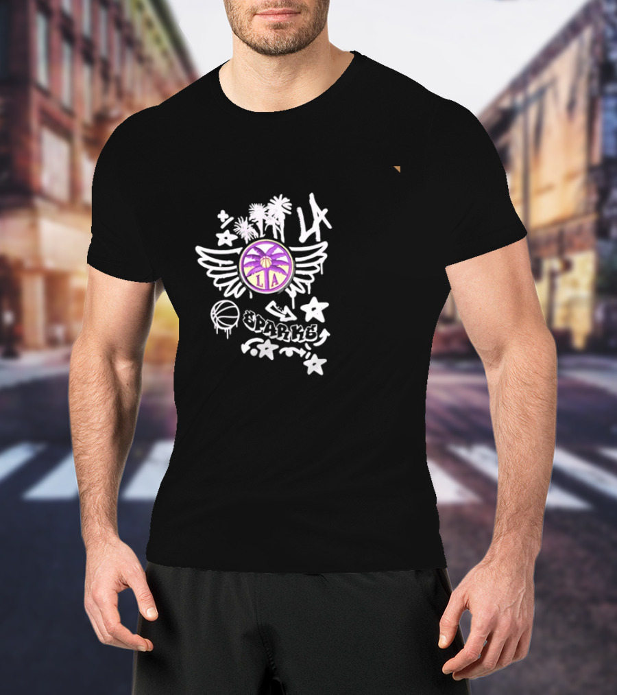LA Sparks Graffiti Wings Basketball Stars T-Shirt