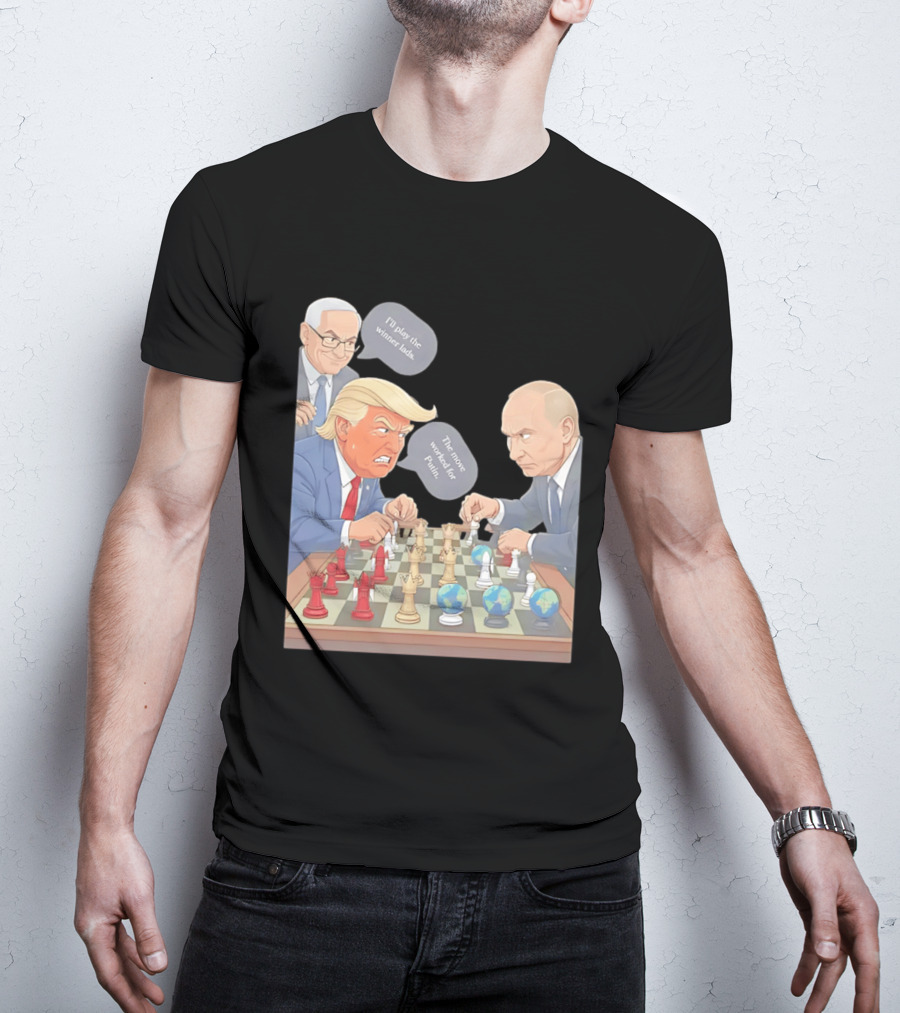 Political Chess Game Trump Putin World Leaders Cartoon T-Shirt