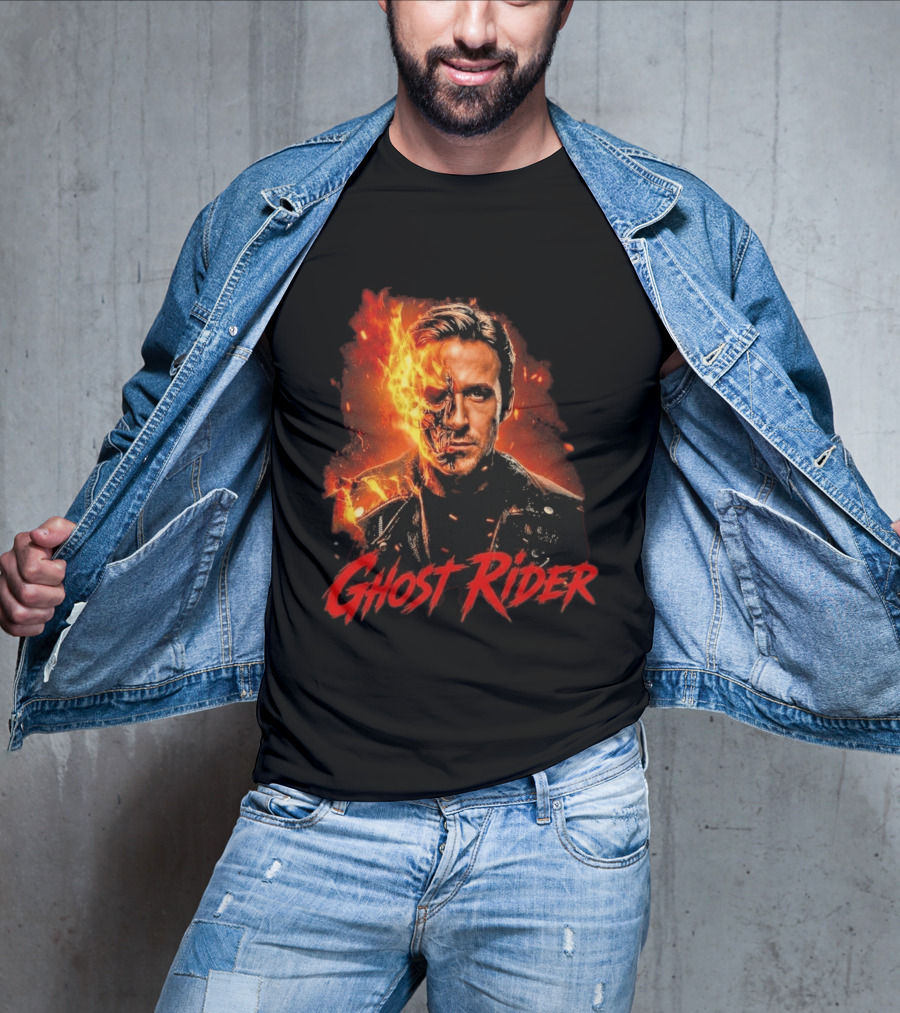 Ryan Gosling Ghost Rider Fiery Half Face Marvel T-Shirt
