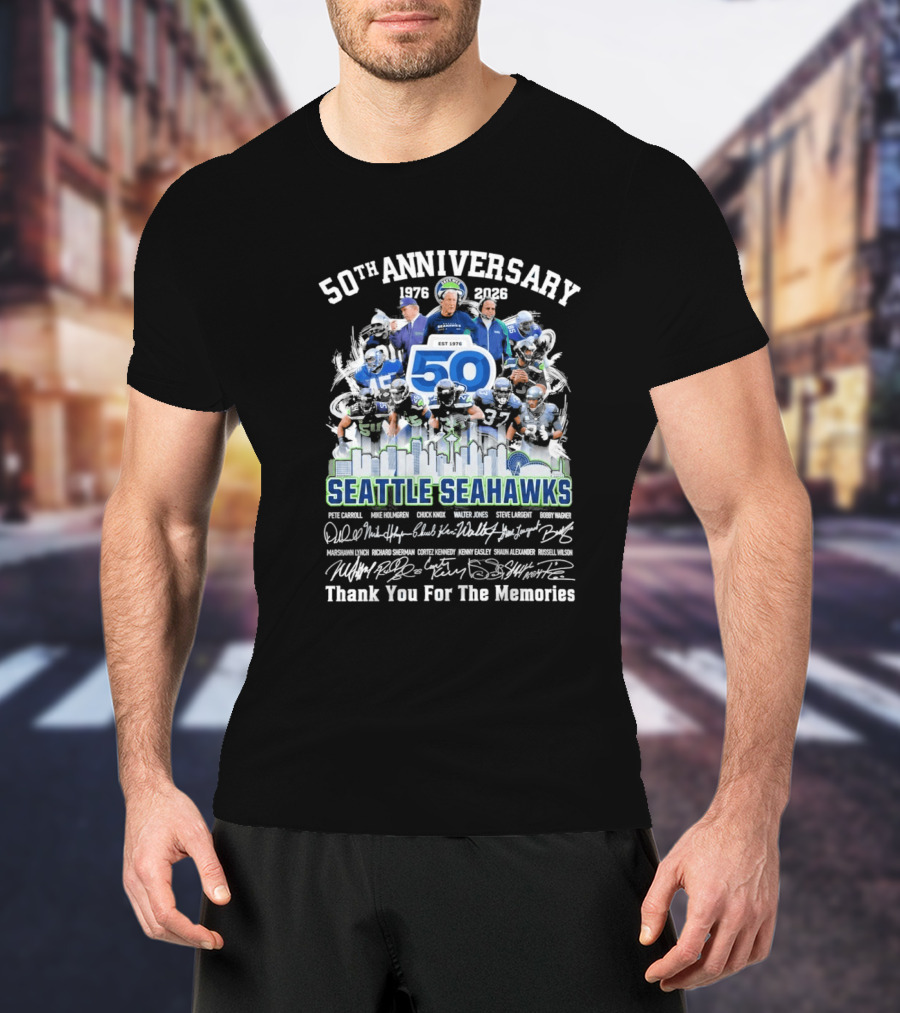 Seattle Seahawks 50th Anniversary 1976 2023 Thank You For The Memories T-Shirt