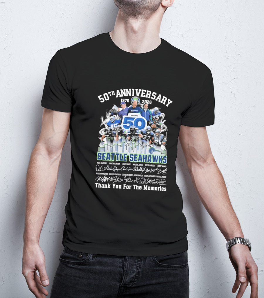 Seattle Seahawks 50th Anniversary 1976 2023 Thank You For The Memories T-Shirt