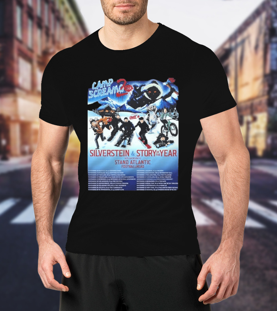 Camp Screamo 2 Tour 2026 Silverstein Story Of The Year Stand Atlantic Footballhead Dates T-Shirt