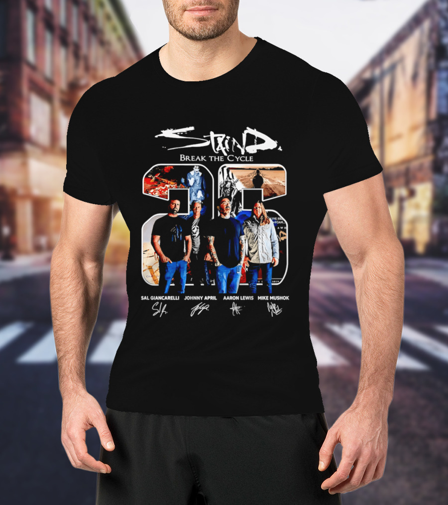 Staind Break The Cycle 25 Sal Giancarelli Johnny April Aaron Lewis Mike Mushok T-Shirt