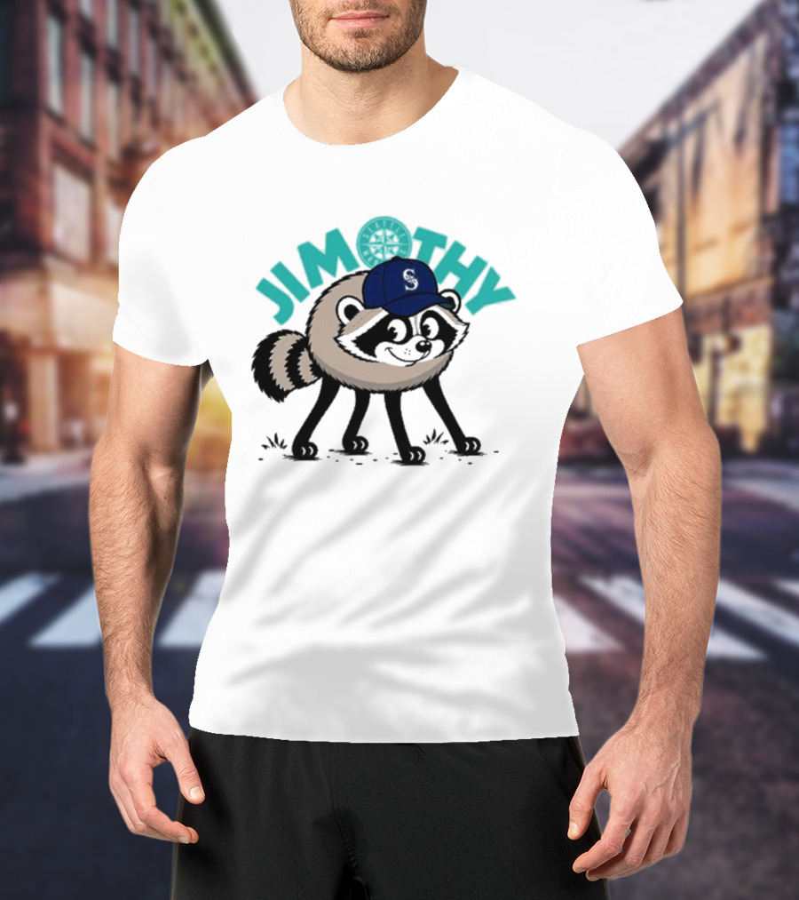 Jimothy Raccoon Mariners Baseball Cap T-Shirt