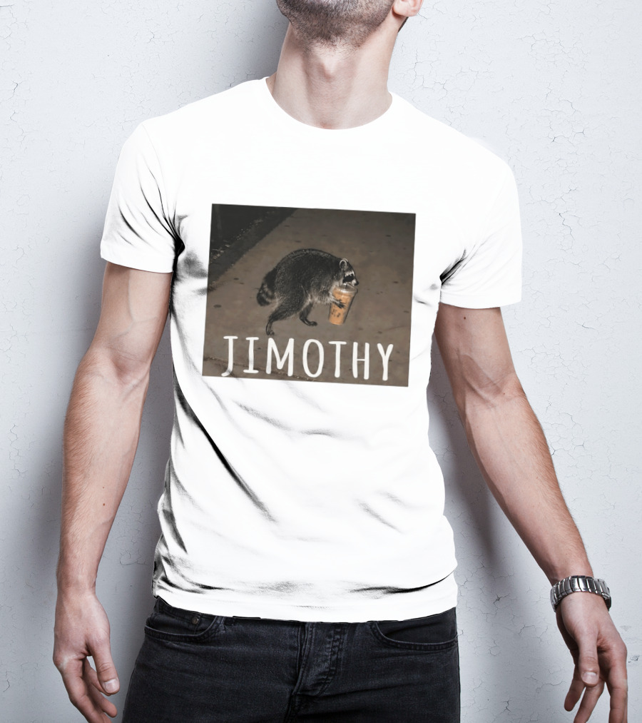 Jimothy Raccoon Carrying Iced Coffee Meme Animal Lover T-Shirt