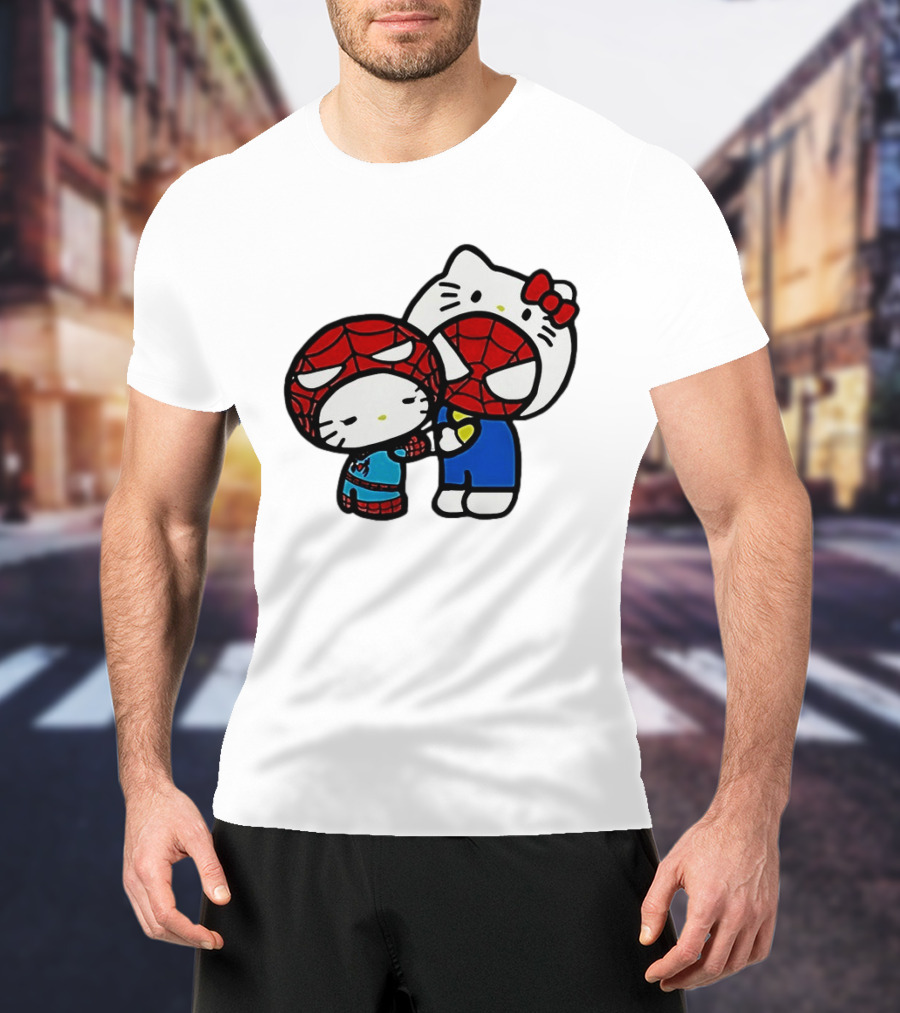 Kitty Hug Spider Man Mask Cute T-Shirt