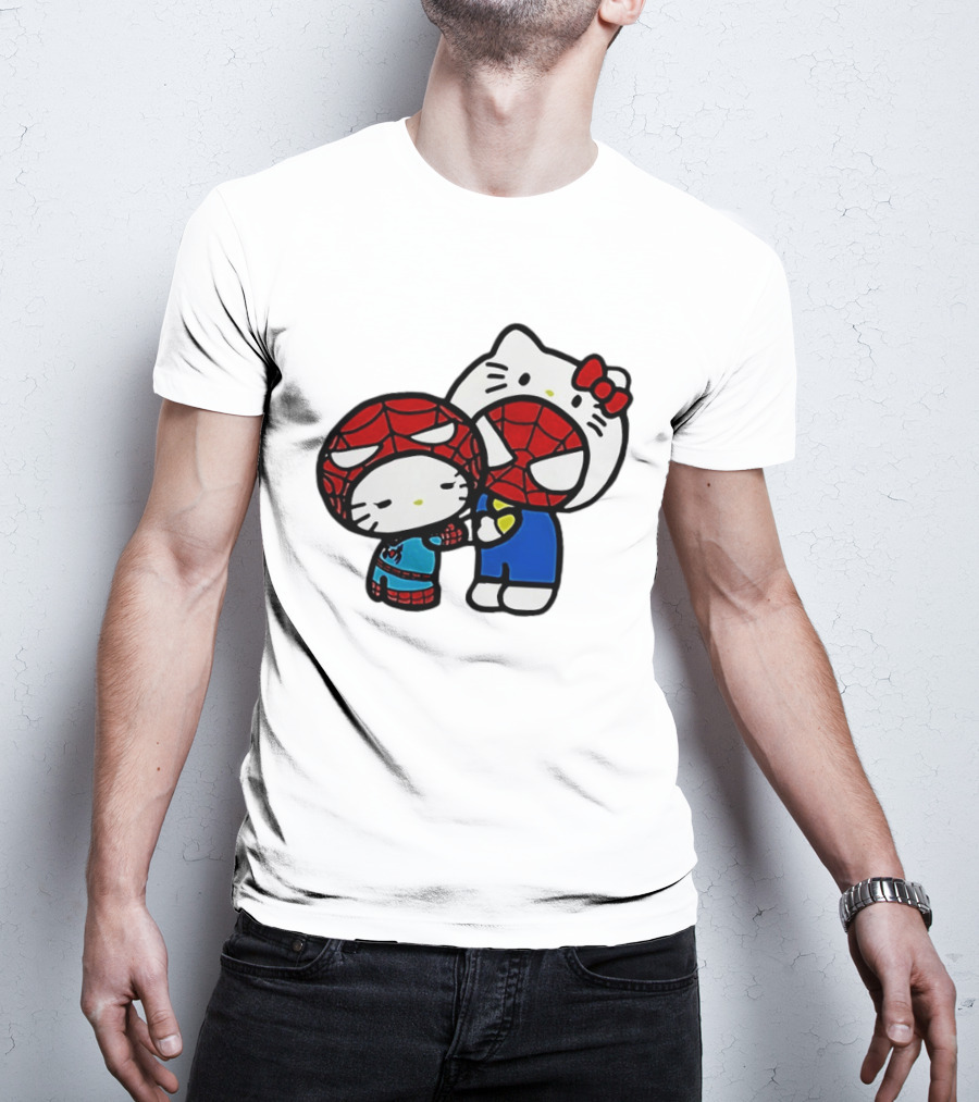 Kitty Hug Spider Man Mask Cute T-Shirt