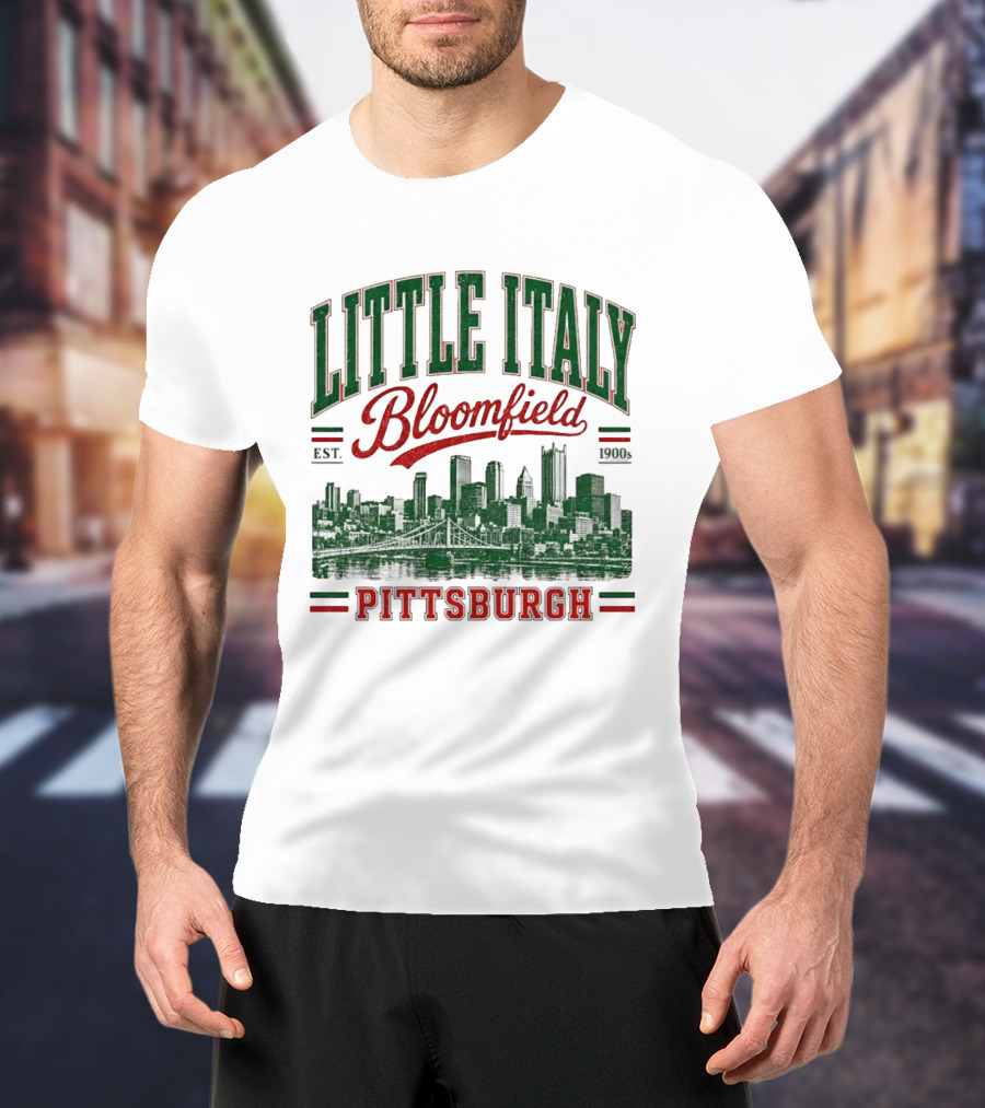 Little Italy Bloomfield Pittsburgh Est. 1900s Skyline Heritage T-Shirt