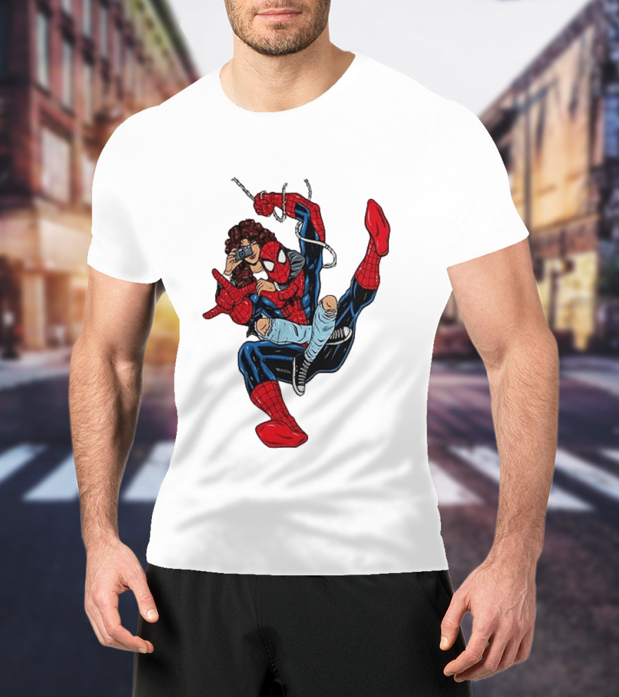 Spider Man The Heart Behind The Hero Photography Pose T-Shirt