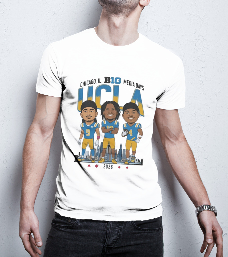 Chicago IL Big Media Days UCLA Bruins Football 2026 Player Caricature T-Shirt