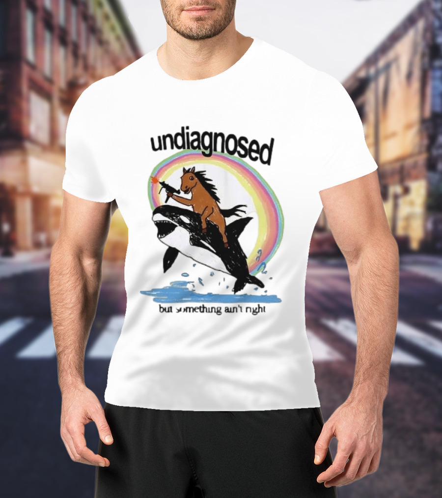 Undiagnosed Horse Riding Orca But Something Ain't Right Gun Rainbow T-Shirt