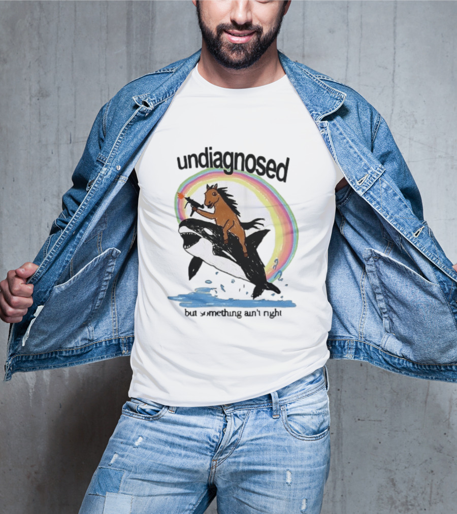 Undiagnosed Horse Riding Orca But Something Ain't Right Gun Rainbow T-Shirt