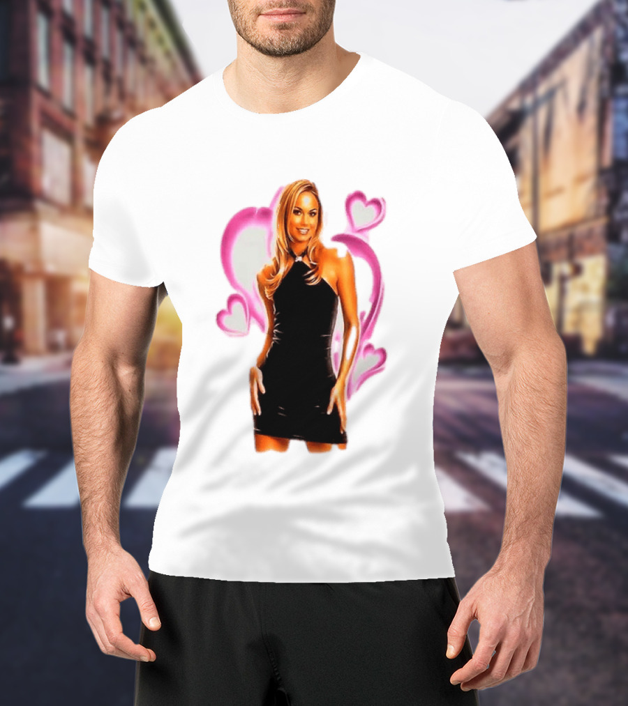 WWE Stacy Keibler Pink Hearts Glamorous Pose T-Shirt