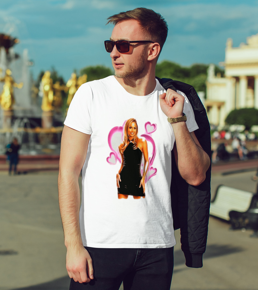 WWE Stacy Keibler Pink Hearts Glamorous Pose T-Shirt