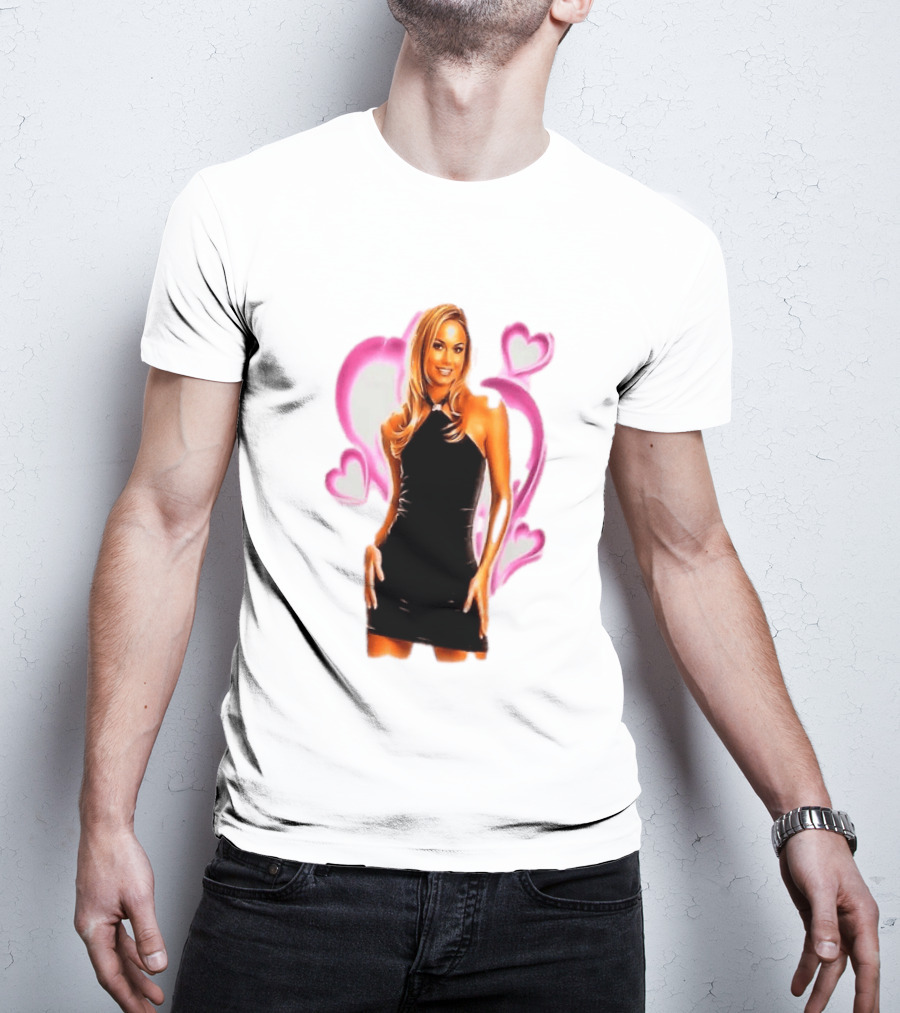 WWE Stacy Keibler Pink Hearts Glamorous Pose T-Shirt
