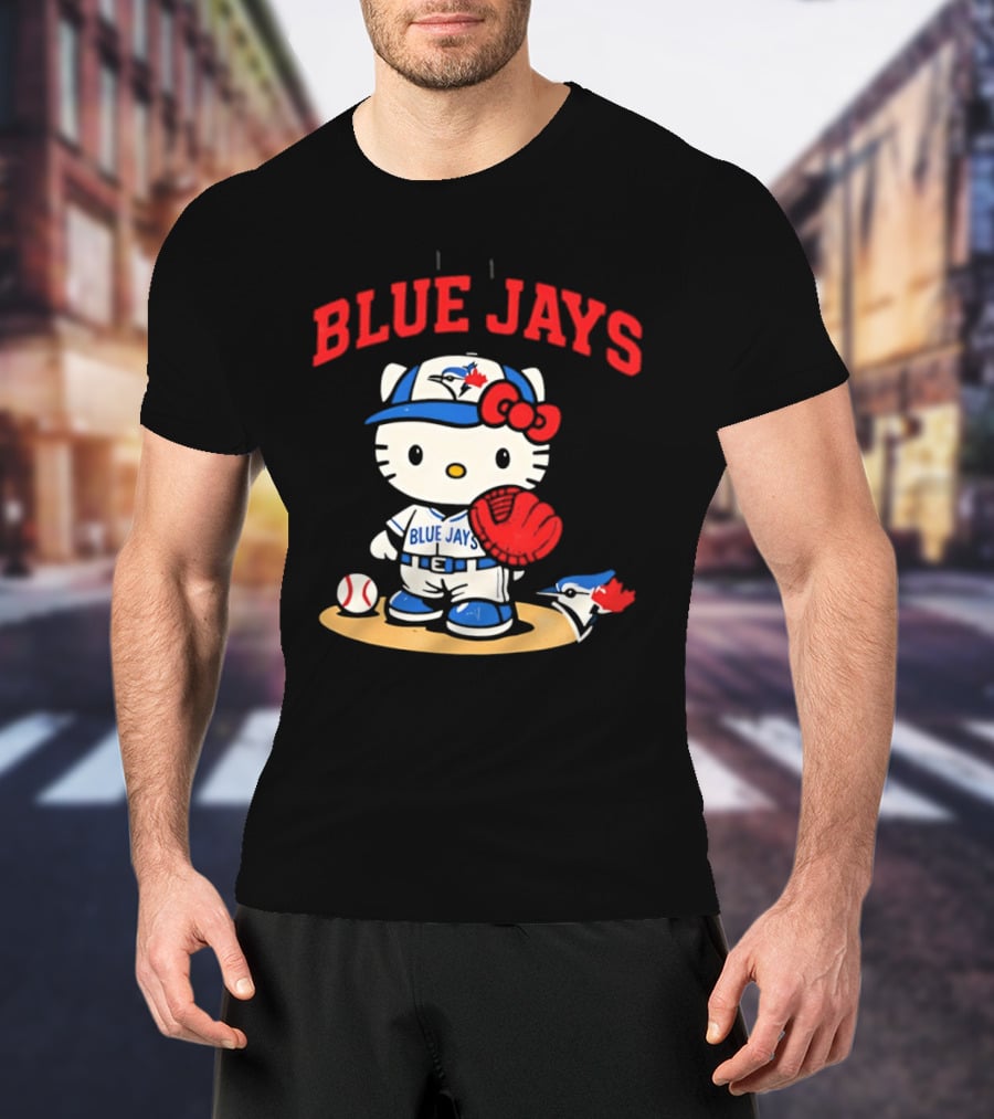 Hello Kitty Toronto Blue Jays Collaboration Baseball Cute Character Merchandise T-Shirt