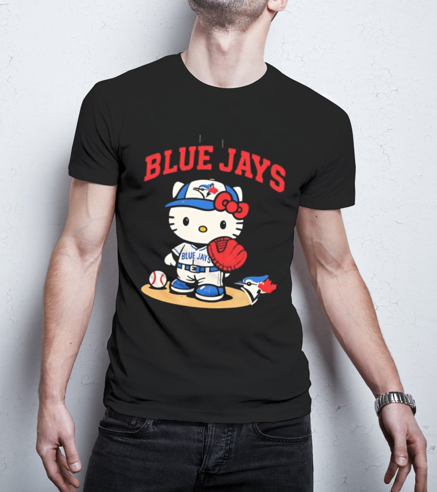 Hello Kitty Toronto Blue Jays Collaboration Baseball Cute Character Merchandise T-Shirt