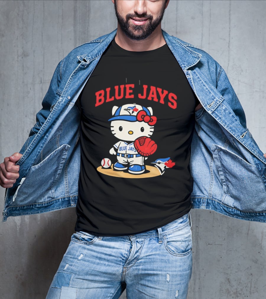 Hello Kitty Toronto Blue Jays Collaboration Baseball Cute Character Merchandise T-Shirt