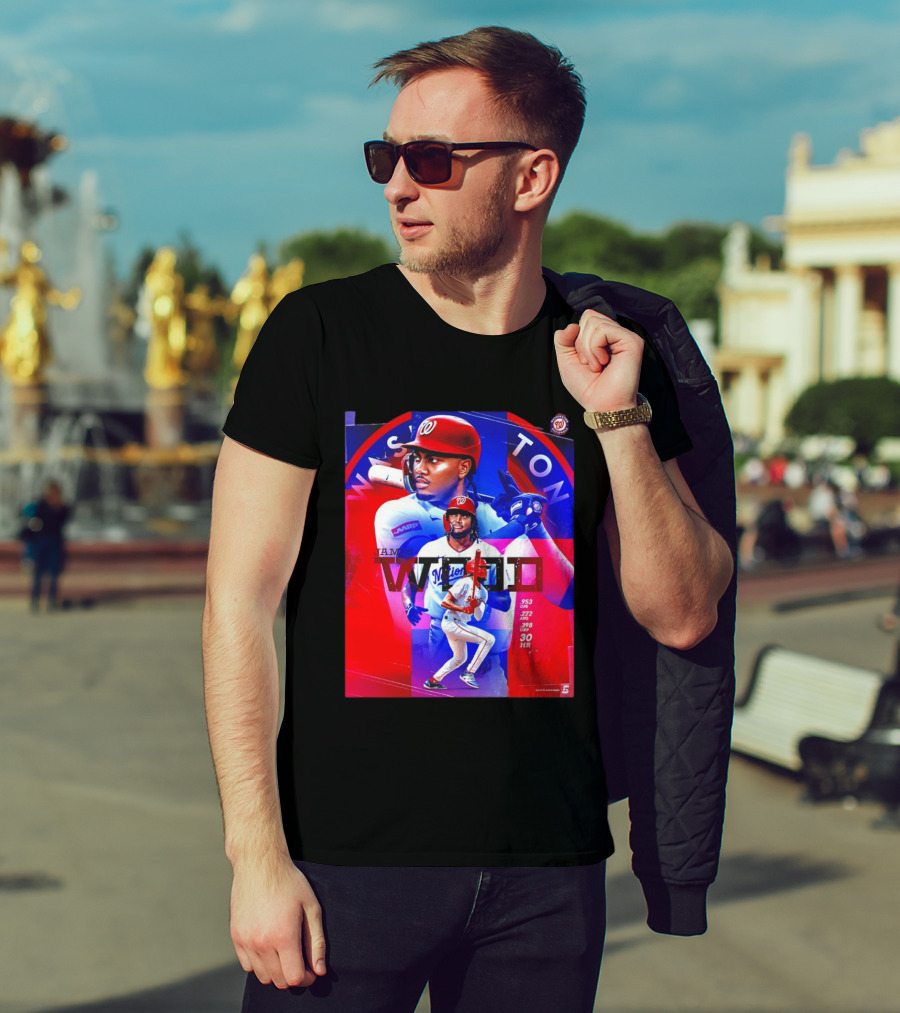 James Wood Washington Nationals .272 AVG .398 OBP 30 HR Collage T-Shirt
