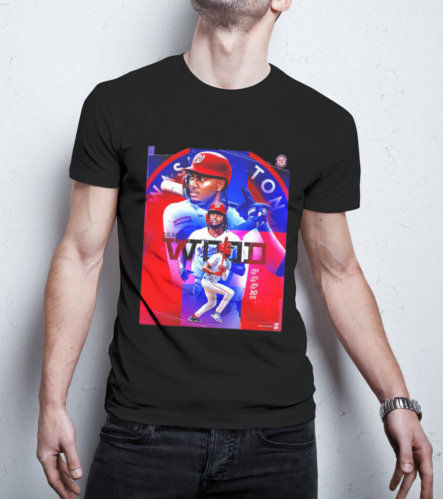 James Wood Washington Nationals .272 AVG .398 OBP 30 HR Collage T-Shirt