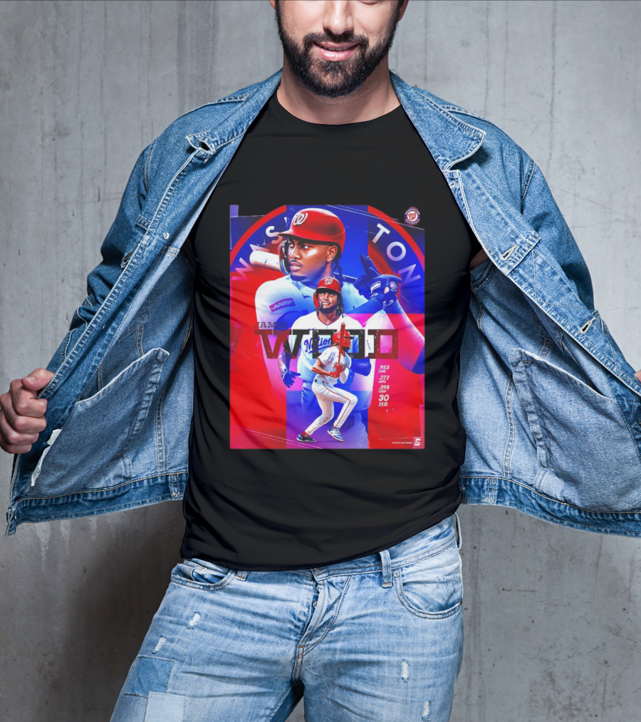 James Wood Washington Nationals .272 AVG .398 OBP 30 HR Collage T-Shirt