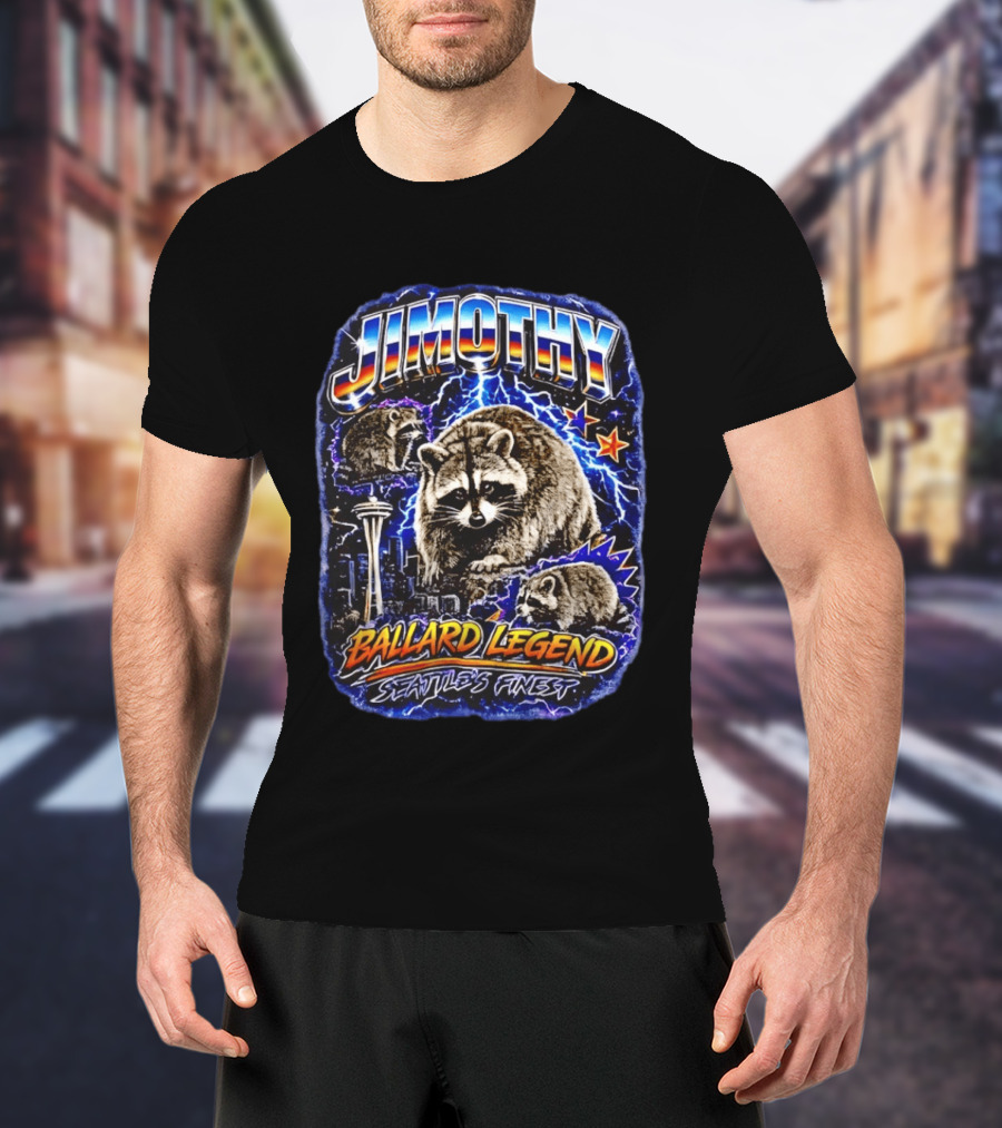 Jimothy Ballard Legend Seattle's Finest Raccoon With Space Needle And Stars T-Shirt