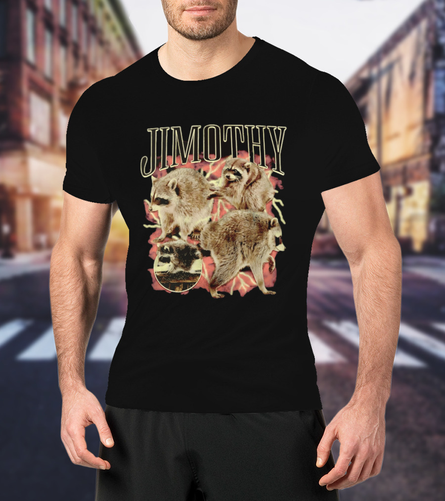 Jimothy Raccoons Retro Wildlife Montage T-Shirt