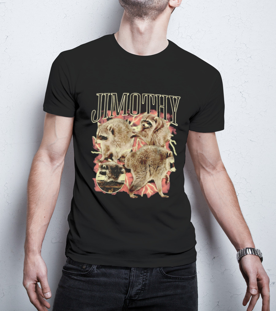 Jimothy Raccoons Retro Wildlife Montage T-Shirt
