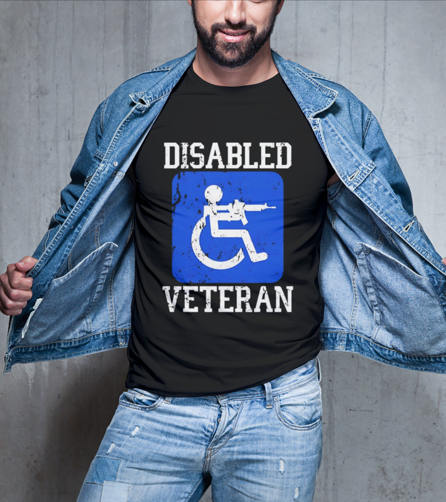 Disabled Veteran Armed Forces Distressed Military T-Shirt