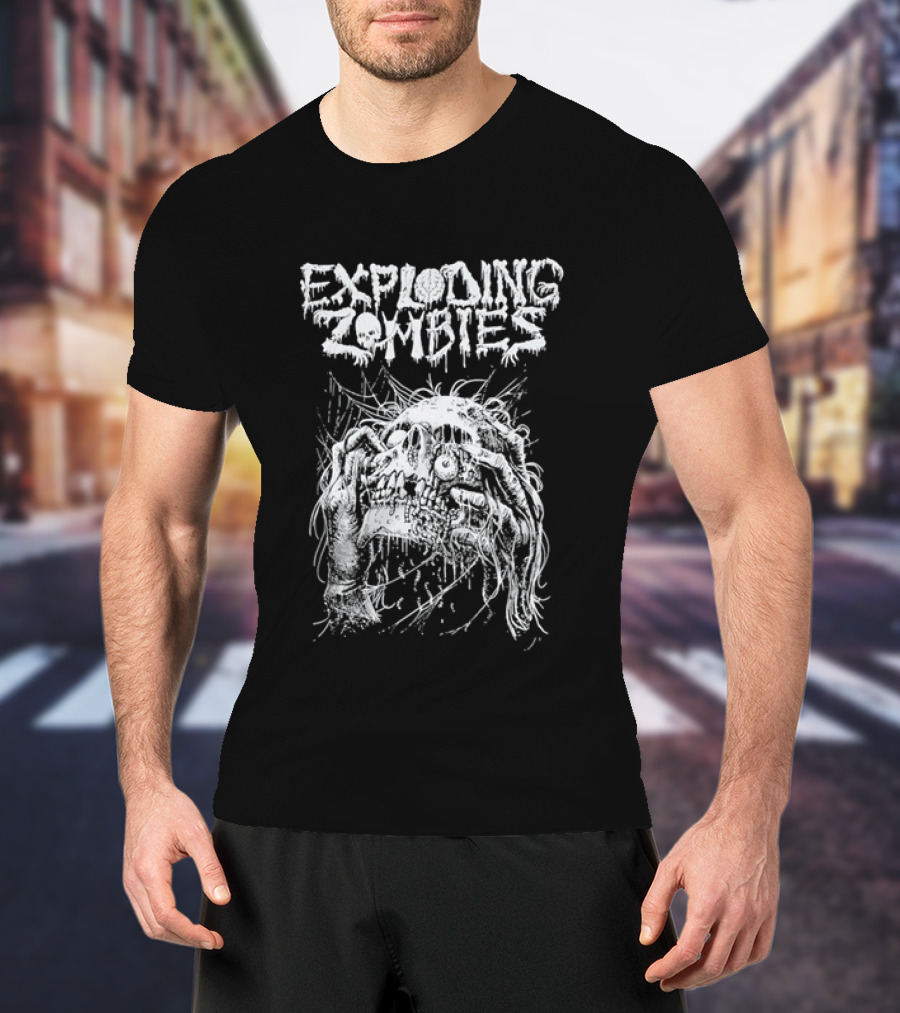 Exploding Zombies Horror Dripping Text Grunge Monster T-Shirt