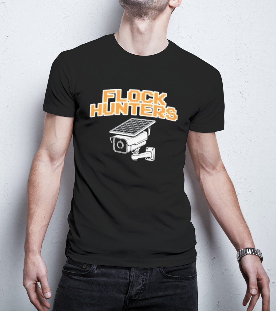 Flock Hunters Drinkin Bros Surveillance Camera Solar Panel T-Shirt
