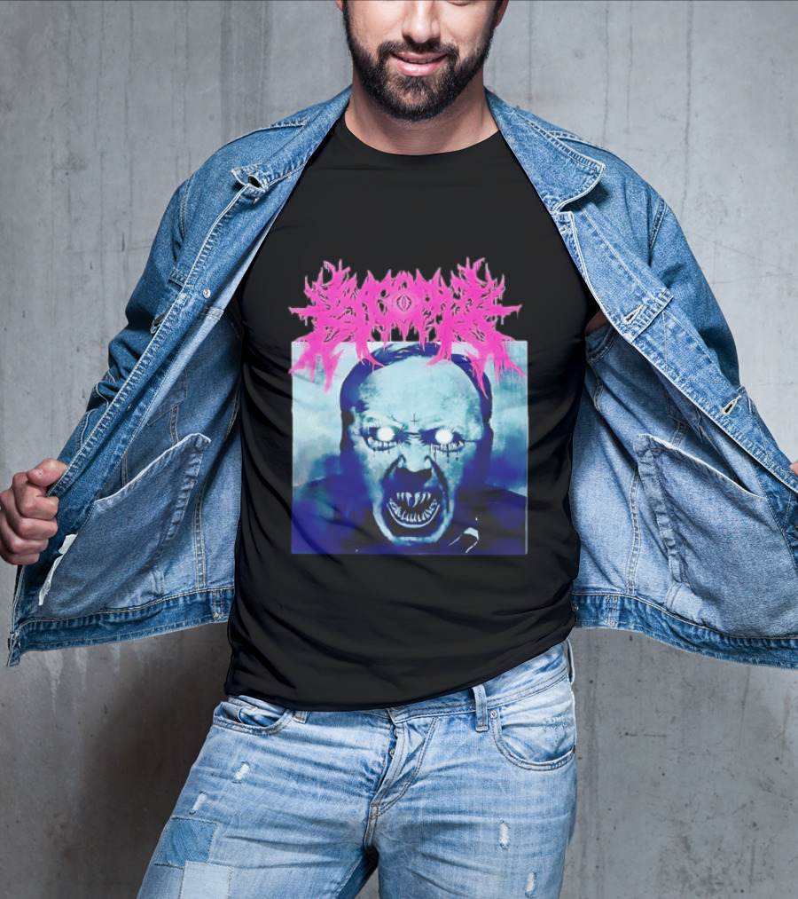 Gore Demon Face Glowing Eyes Death Metal Band T-Shirt