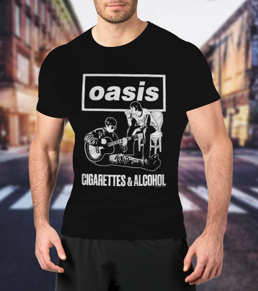 Oasis Noel And Liam Gallagher Cigarettes And Alcohol Mono T-Shirt