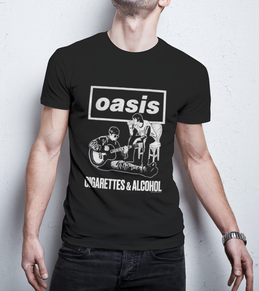 Oasis Noel And Liam Gallagher Cigarettes And Alcohol Mono T-Shirt