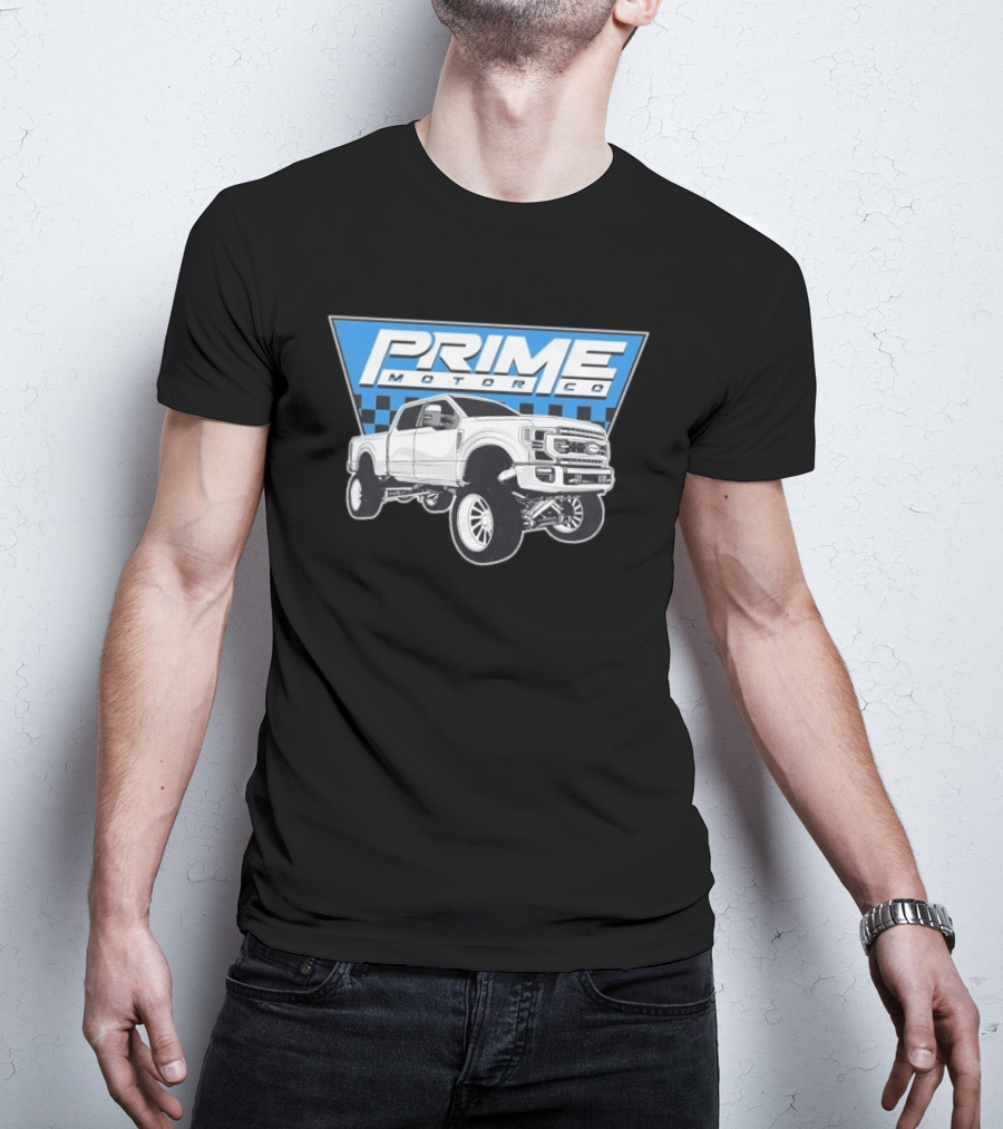 Prime Motor Co Lifted Truck Checkered Triangle T-Shirt