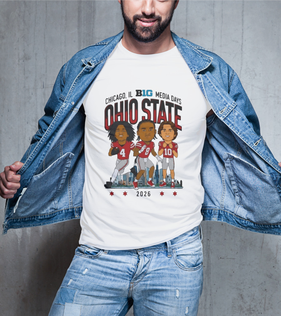 Ohio State Buckeyes Chicago IL B1G Media Days 2026 Caricatures T-Shirt