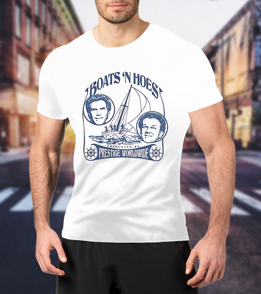 Boats 'N Hoes Presented By Prestige Worldwide Step Brothers Faces Sailboat T-Shirt