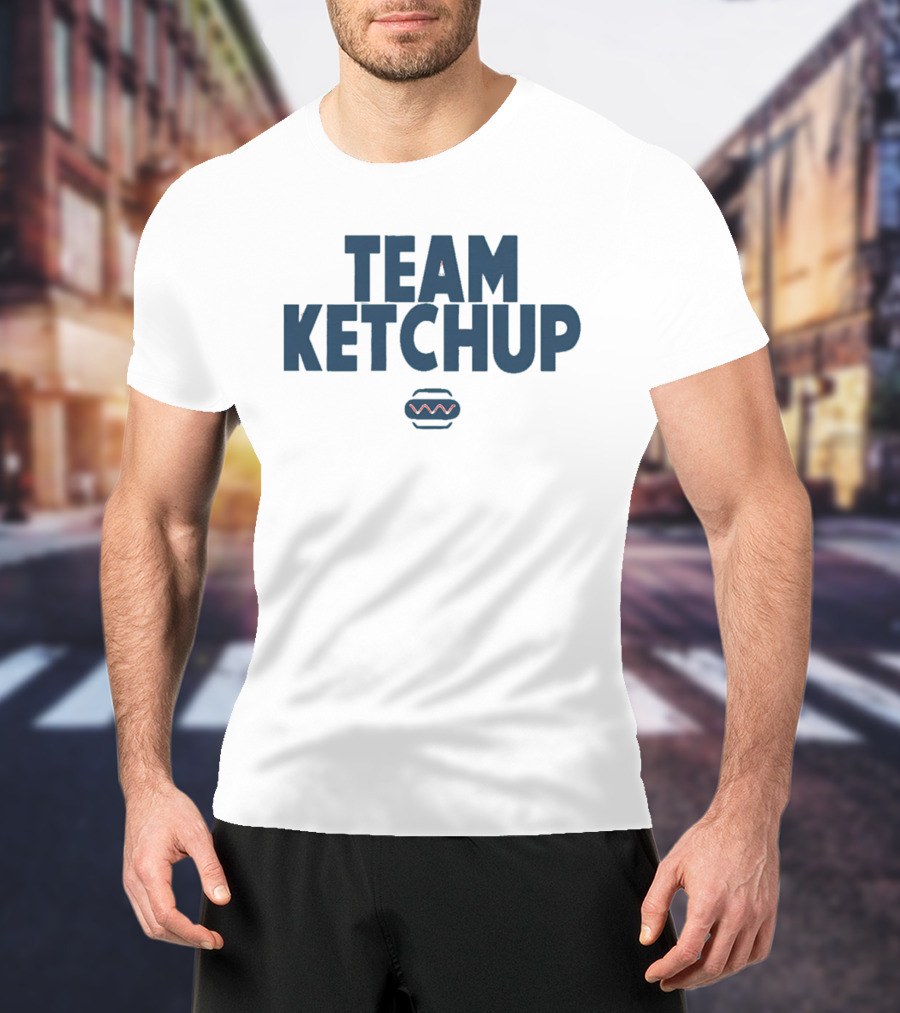 Team Ketchup Hot Dog Wavy Line T-Shirt