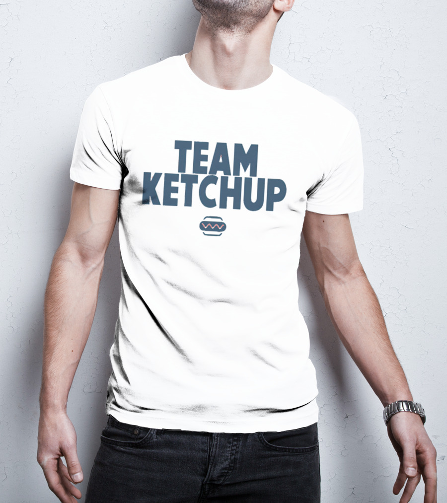 Team Ketchup Hot Dog Wavy Line T-Shirt