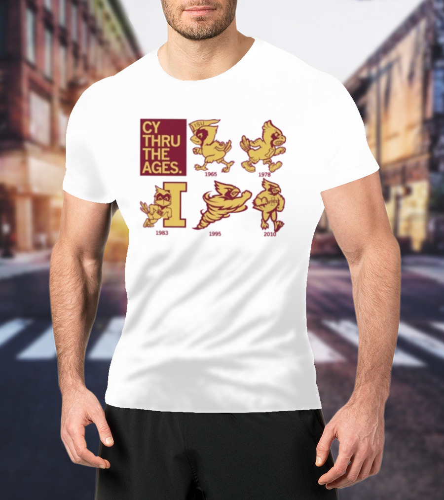 Iowa State Cyclones CY Thru The Ages Mascot Evolution Logos 1954 1972 1995 2008 T-Shirt