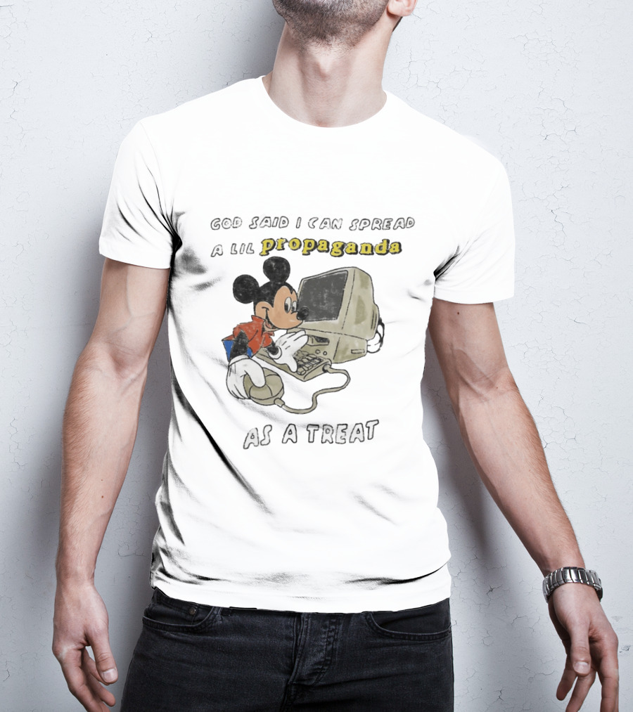 God Said I Can Spread A Lil Propaganda As A Treat Mickey Mouse Vintage Computer T-Shirt