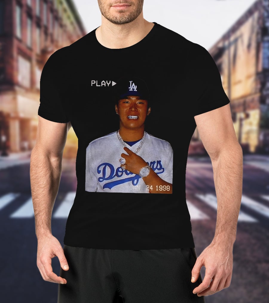 90s Yoshinobu Yamamoto Bootleg Rap Dodgers LA Jan 24 1998 T-Shirt