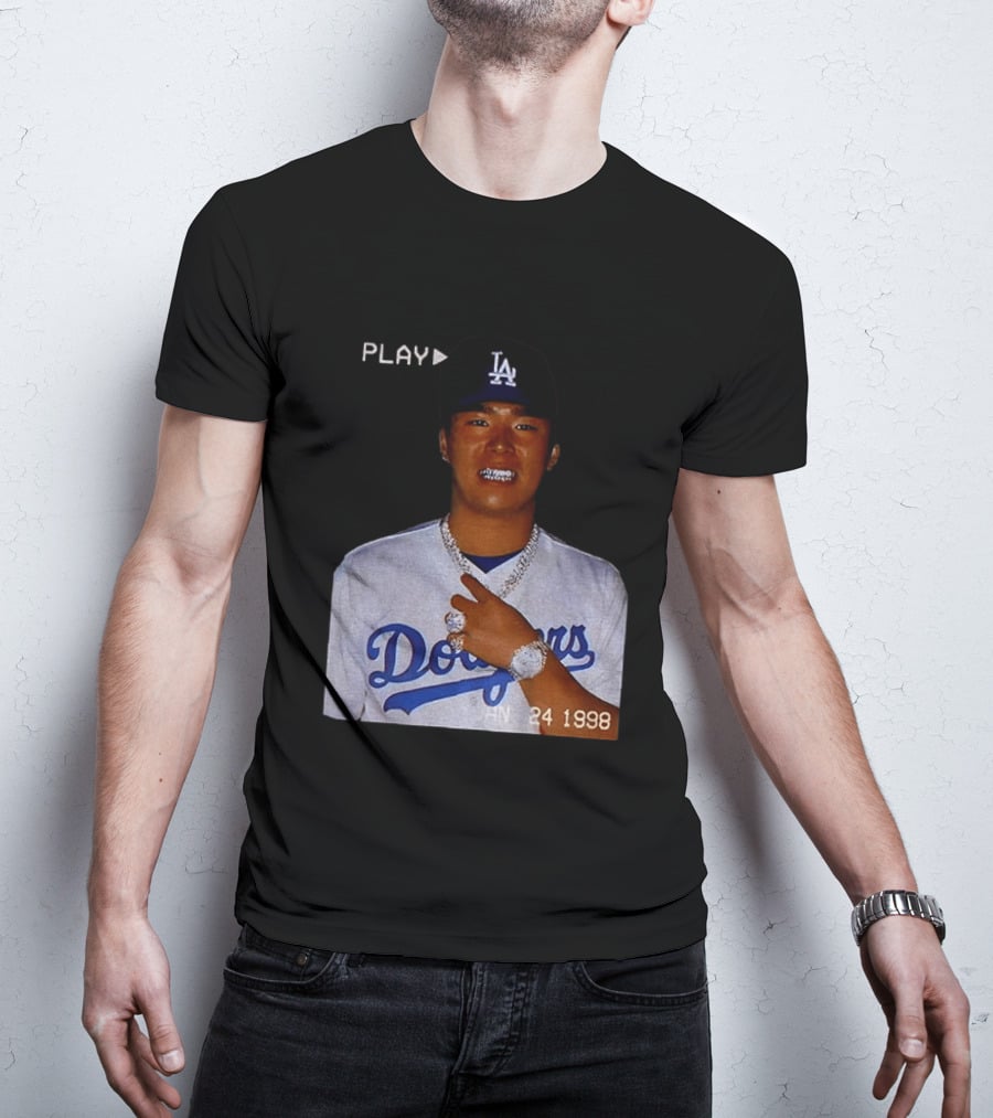 90s Yoshinobu Yamamoto Bootleg Rap Dodgers LA Jan 24 1998 T-Shirt