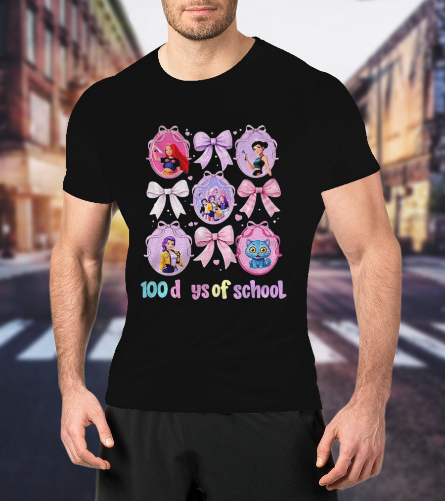 100 Days Of School Girls Bands Hunter Saja Bows And Characters T-Shirt