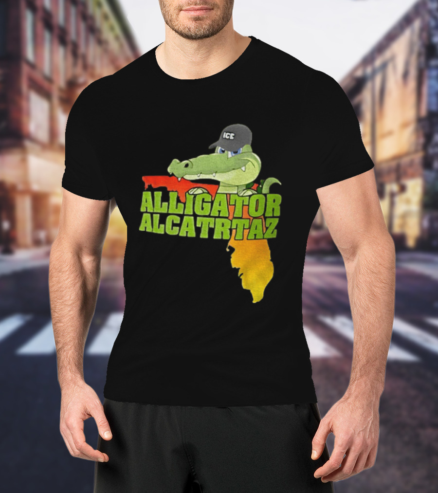 Alligator Alcatraz ICC Ice Cap Florida Map T-Shirt
